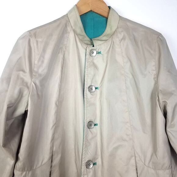 Vintage Reversible Suede & Waterproof Rain Jacket Green and Beige - Picture 6 of 10
